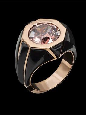 Rose Gold Black Enamel Ring